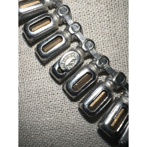 VINTAGE WEISS SIGNED LIGHT BLUE RHINESTONE NECKLACE 15” And BRACELET - Picture 4 of 6